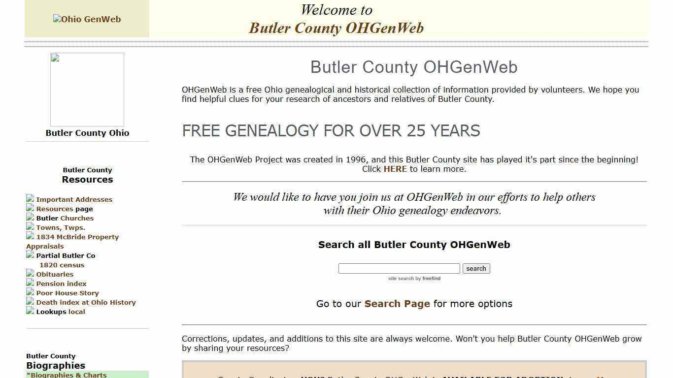Welcome to Butler County OHGenWeb