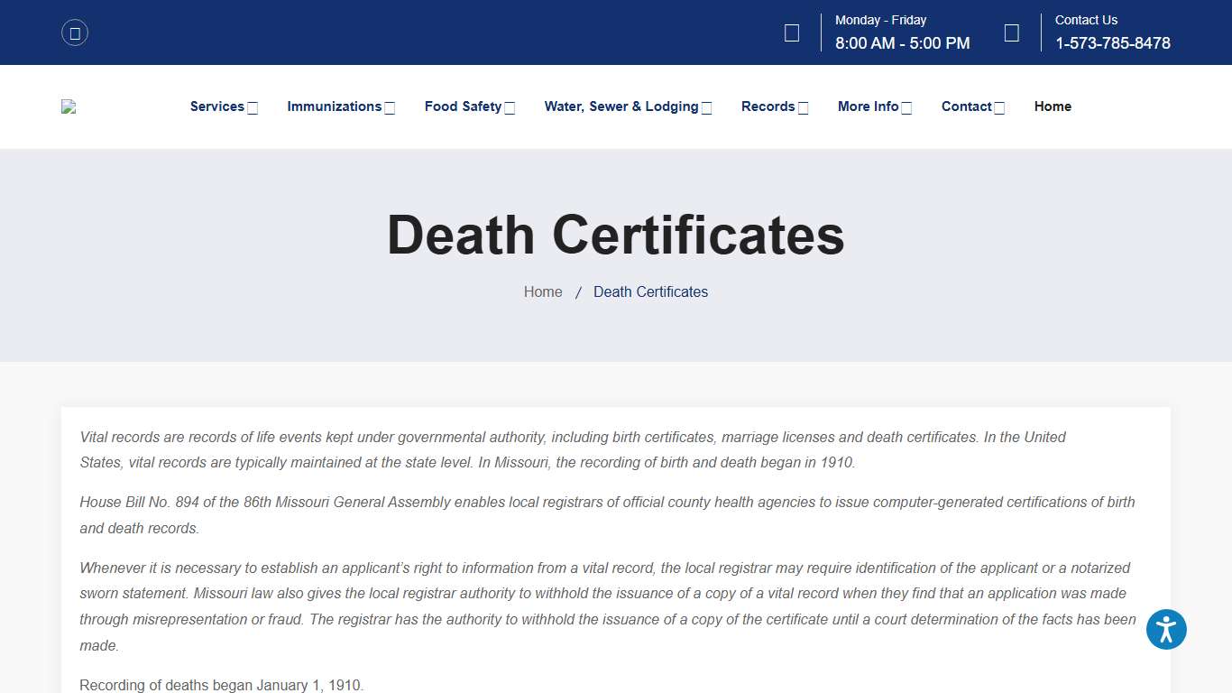 Butler County Health Department | Death Certificates